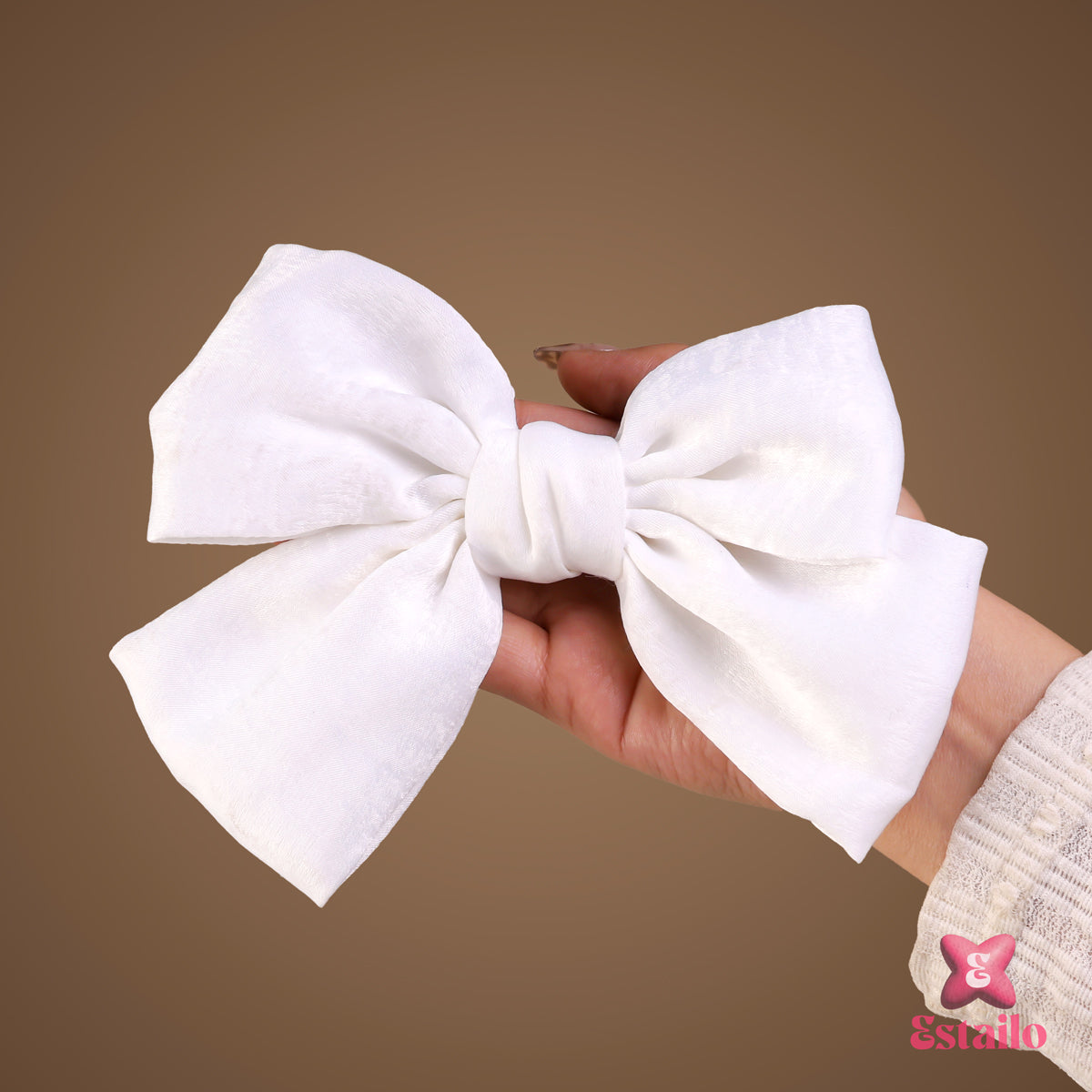 White big bow hair clips