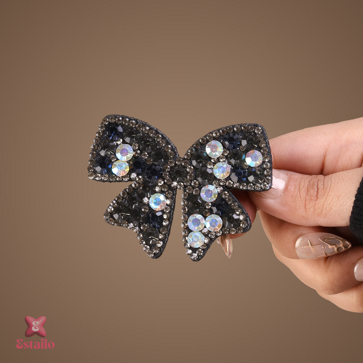 Midnight Sparkling Bow Clip