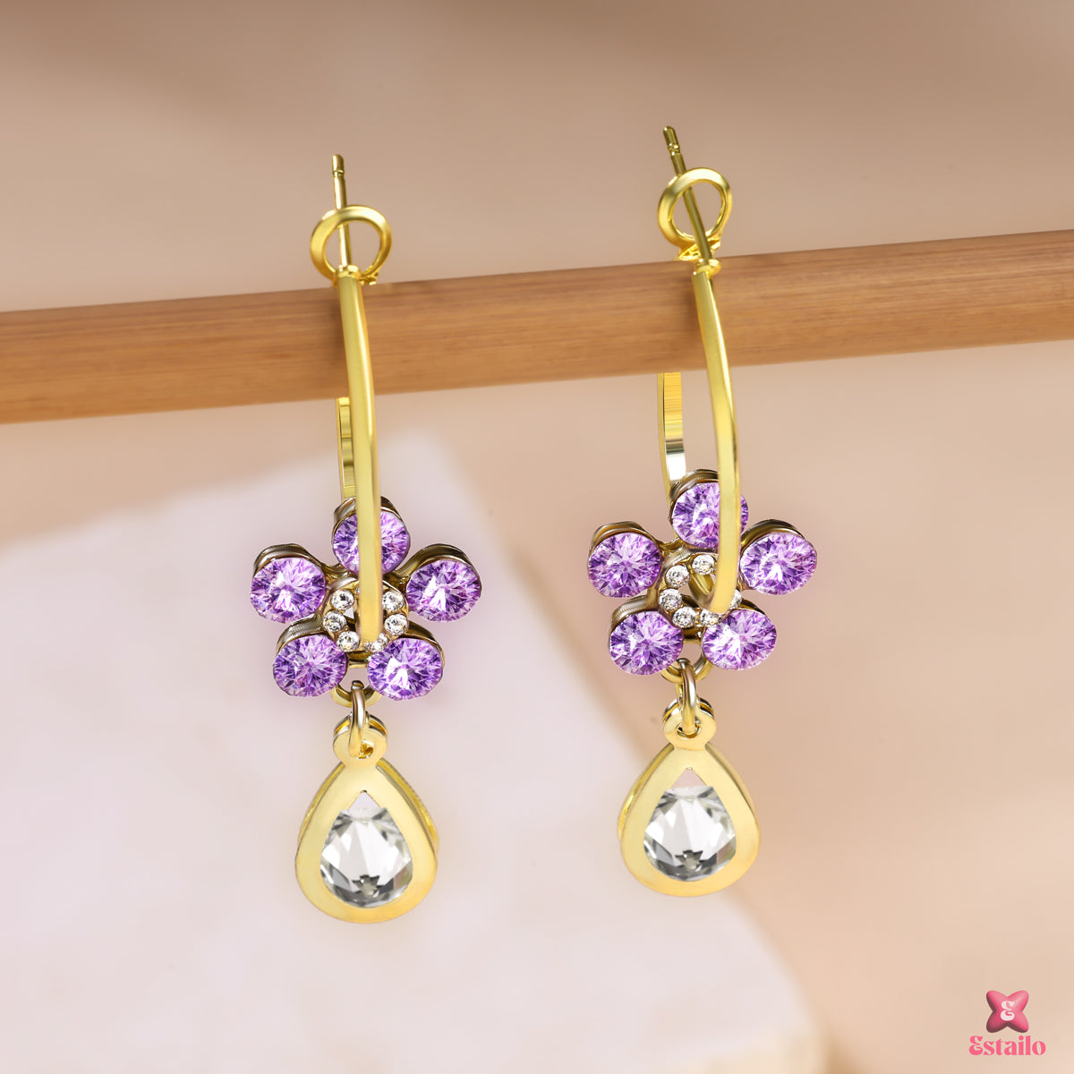 Rhinestone Floral Earring