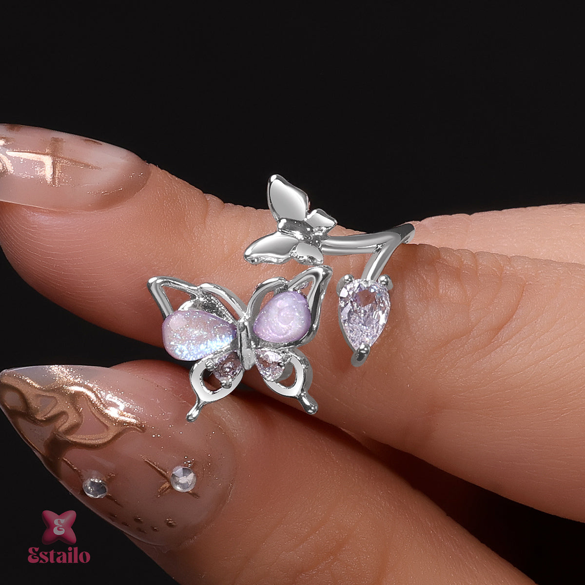 Amethyst Butterfly Bloom Ring