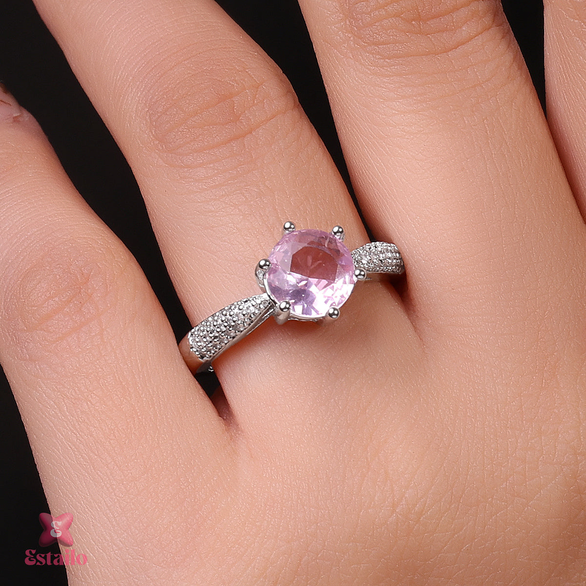 Solitaire Pink Ring