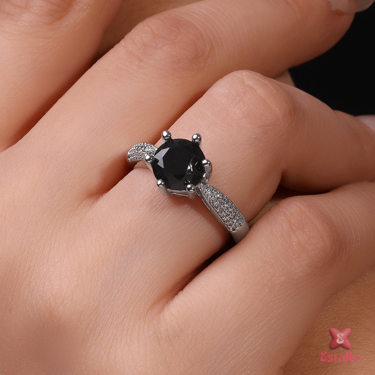 Black Spinel Solitaire Ring