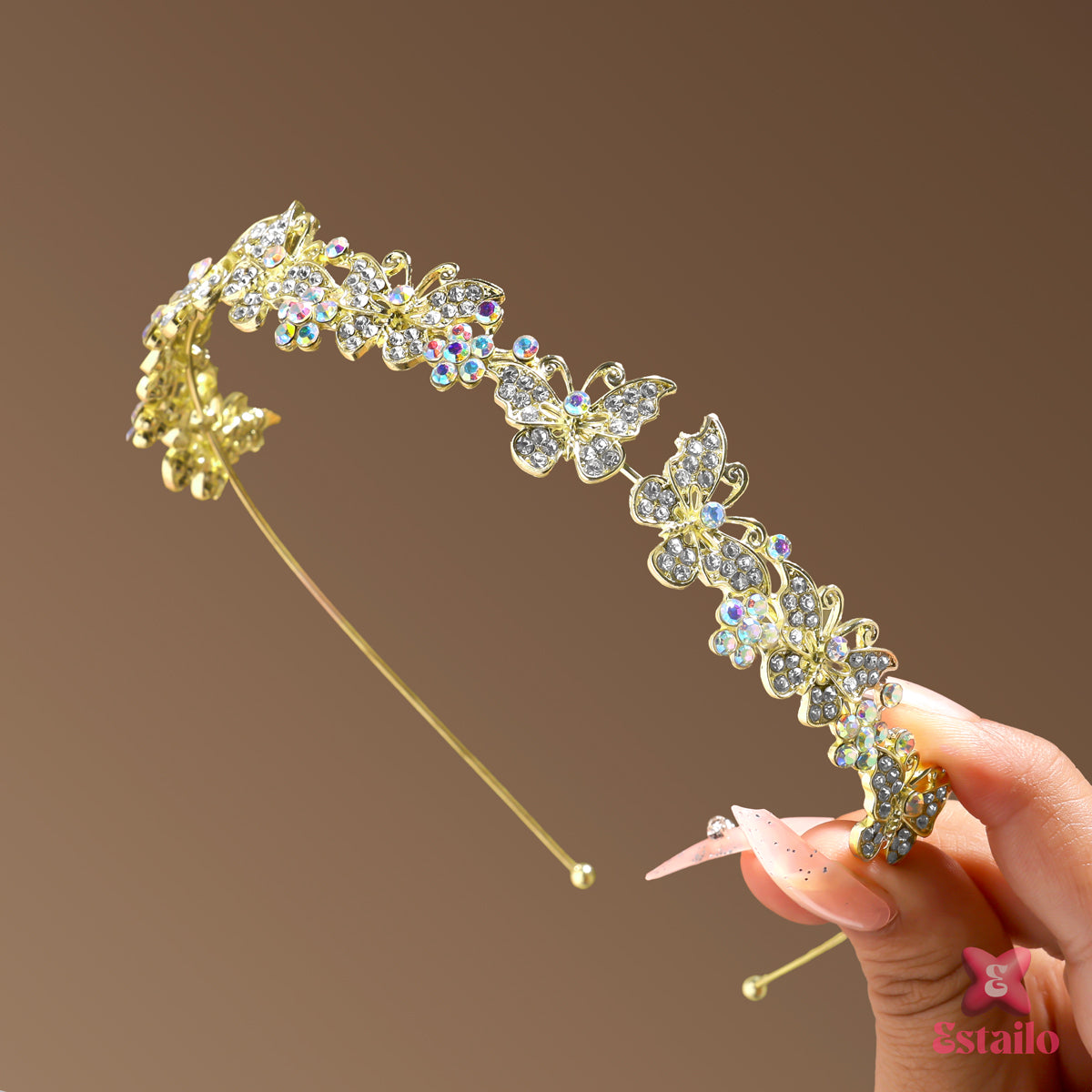 Golden Crystal Wings Hair Band
