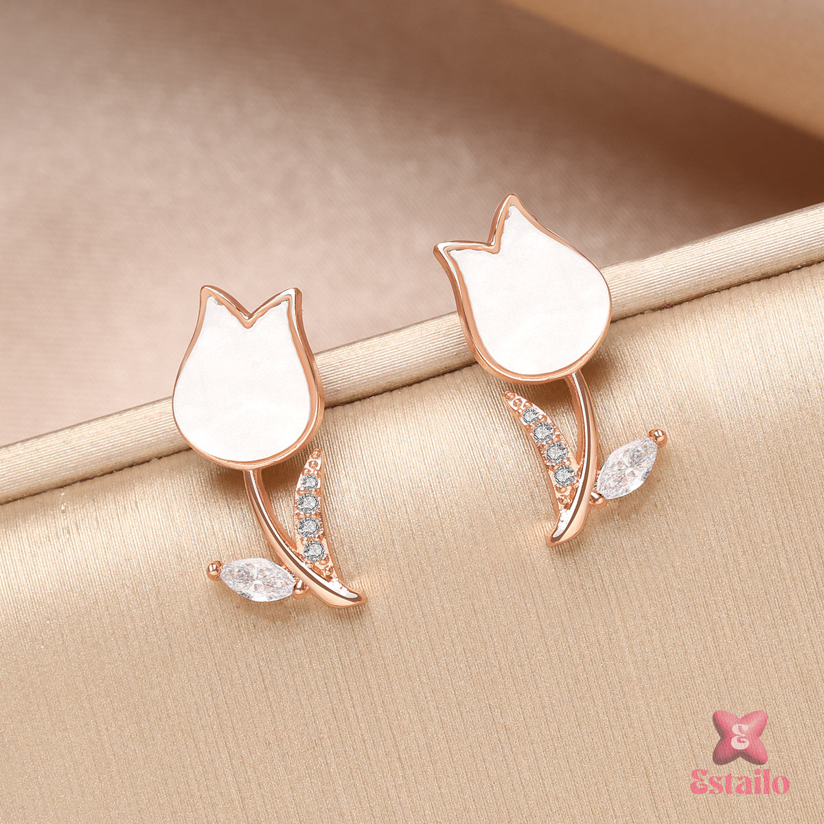Opal Tulip Stud Earrings