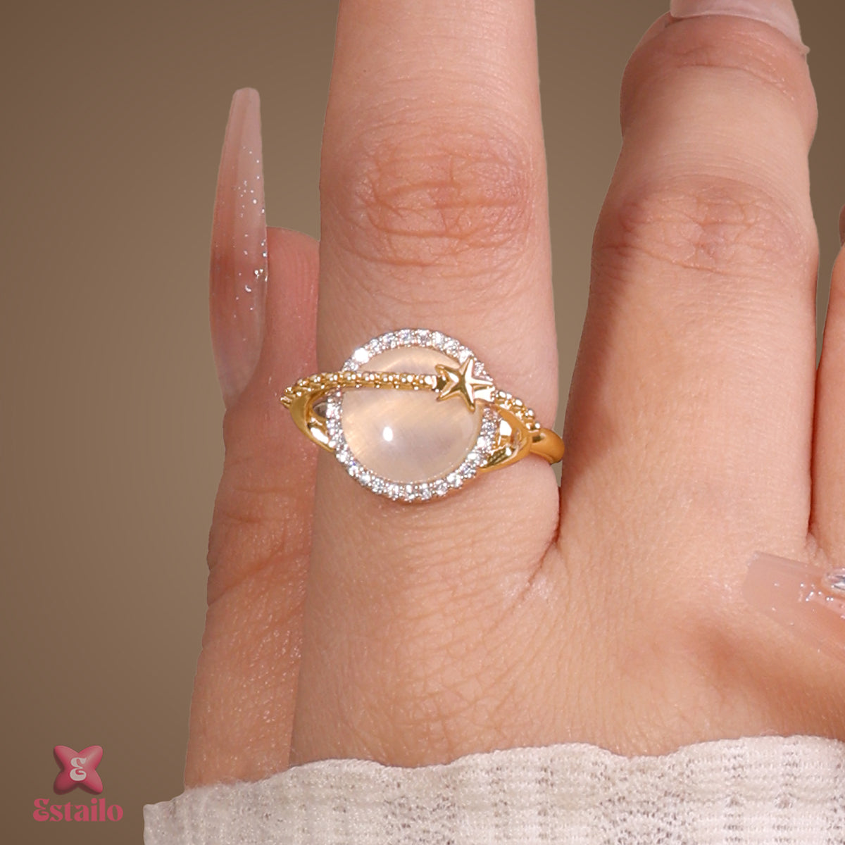 Moonstone Orbit Ring