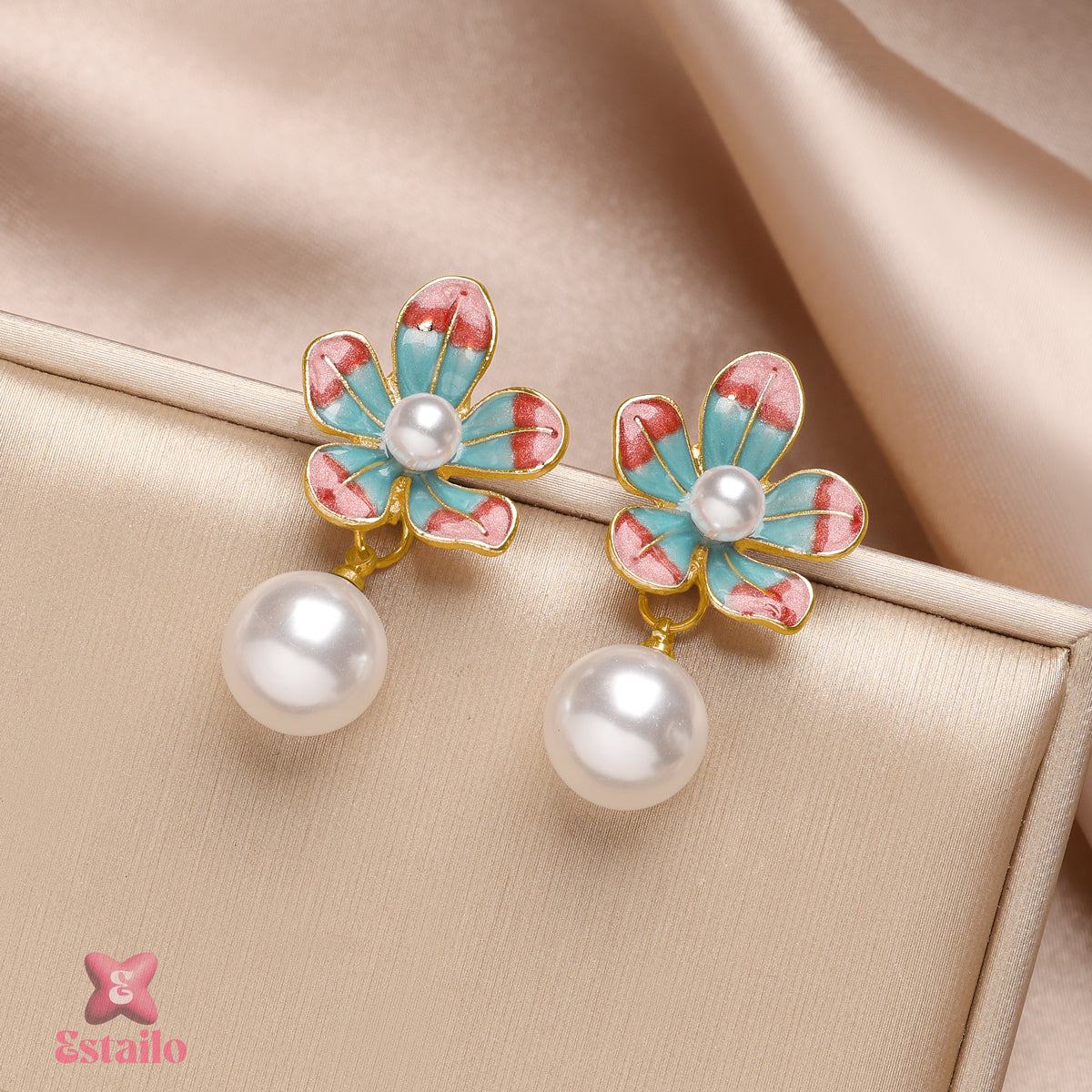 Floral Pearl Drops Earrings