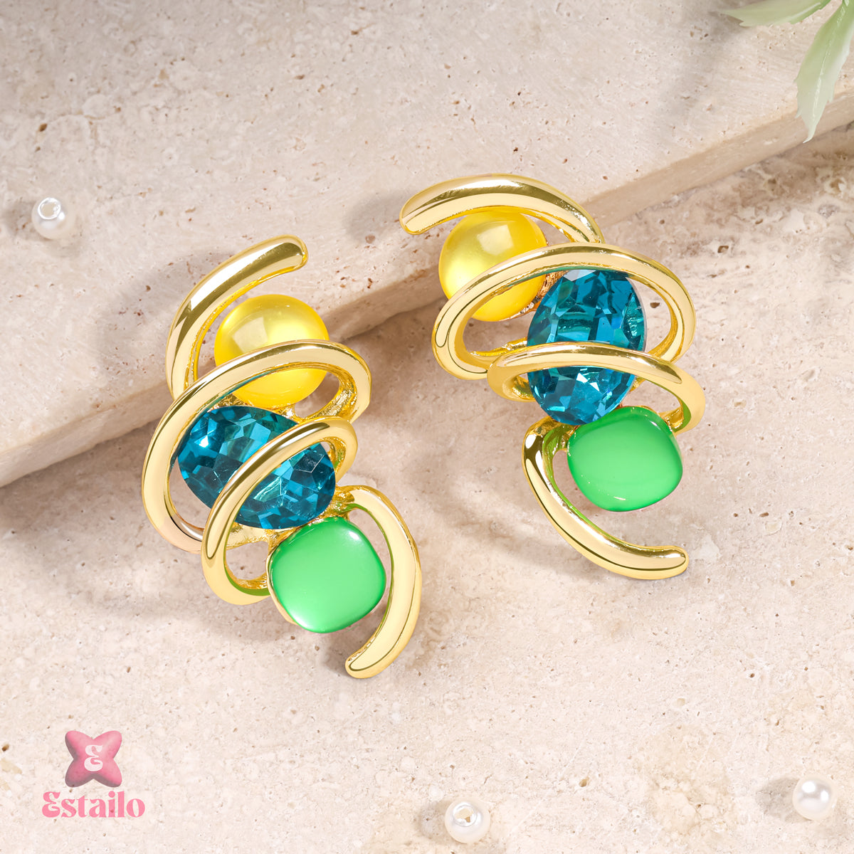 Golden Chroma Swirls Earrings