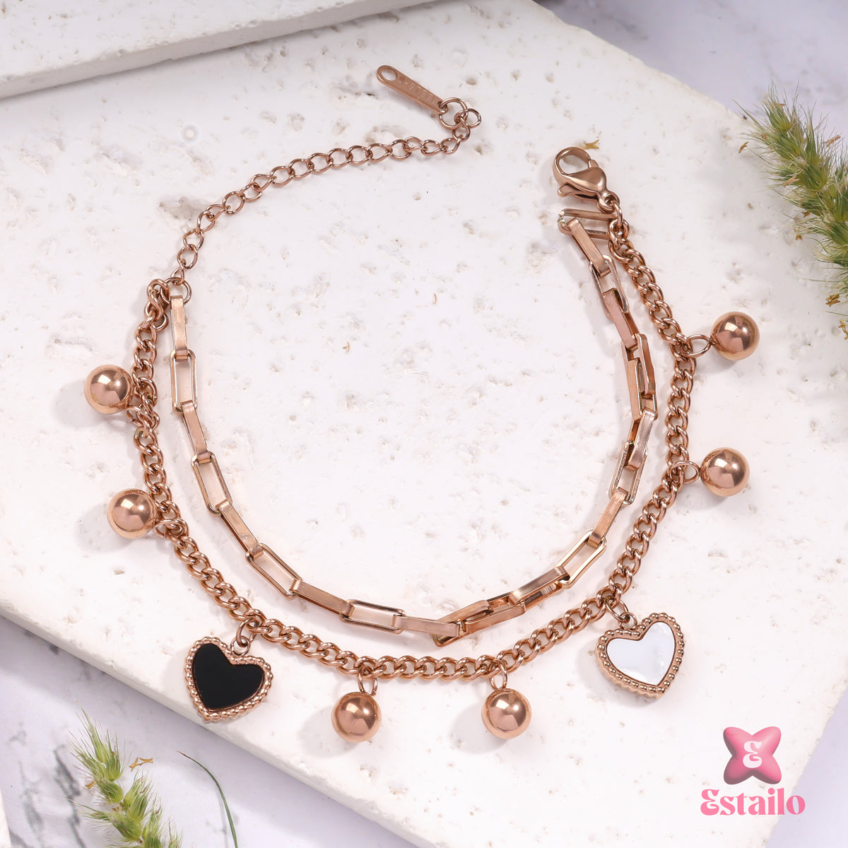 Rosy Heart Chainlet Bracelet