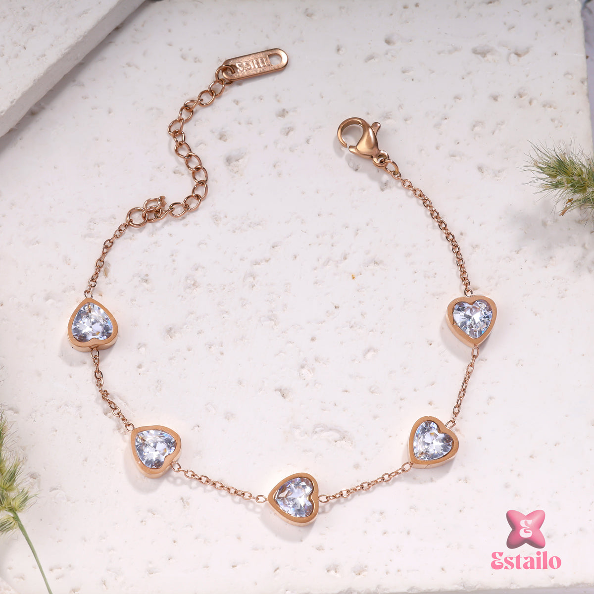 Sparkling Heart Chain Bracelet