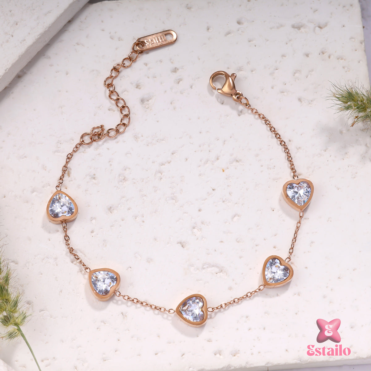 Sparkling Heart Chain Bracelet