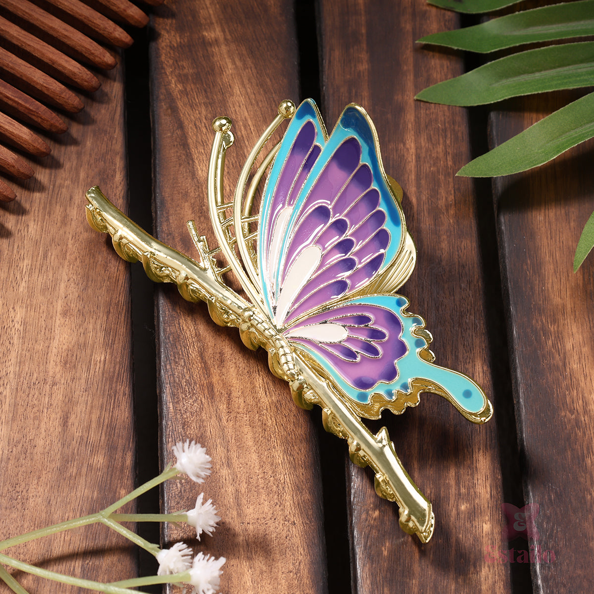 Enamel butterfly hair claw