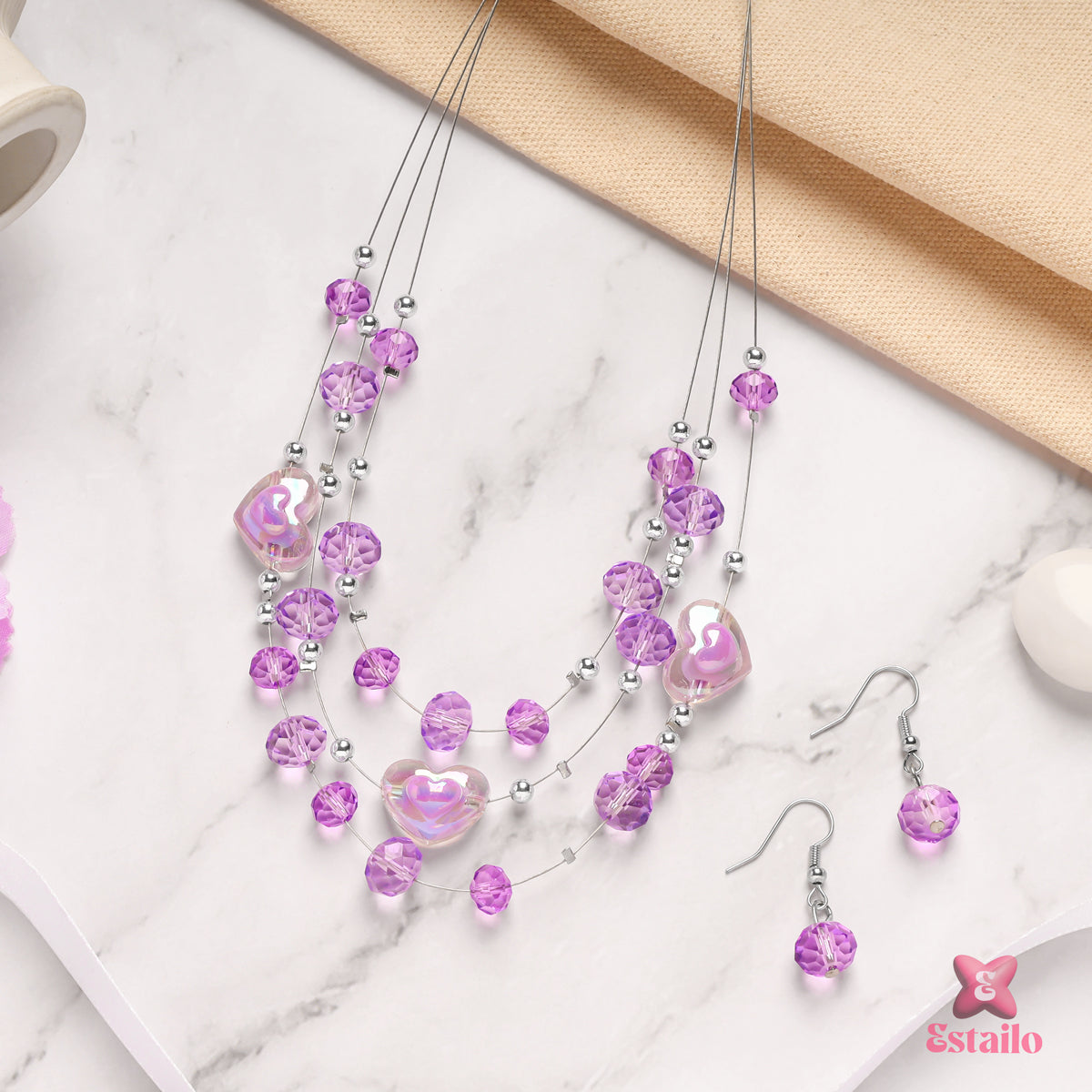 Purple Crystal Heart Set