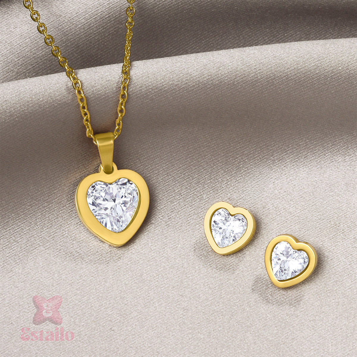 Dainty Love Solitaire Necklace Set