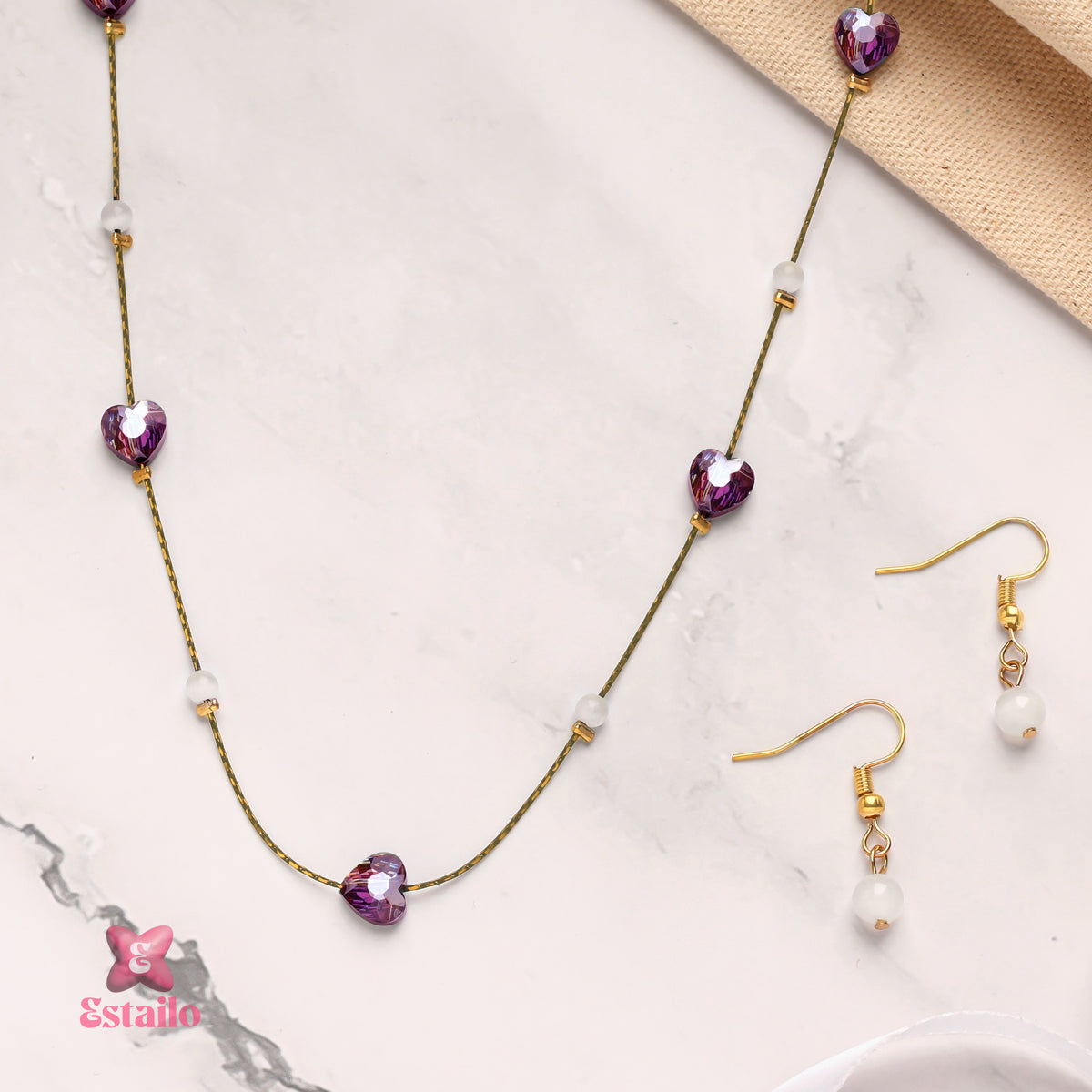 Lavender Heart Necklace Set