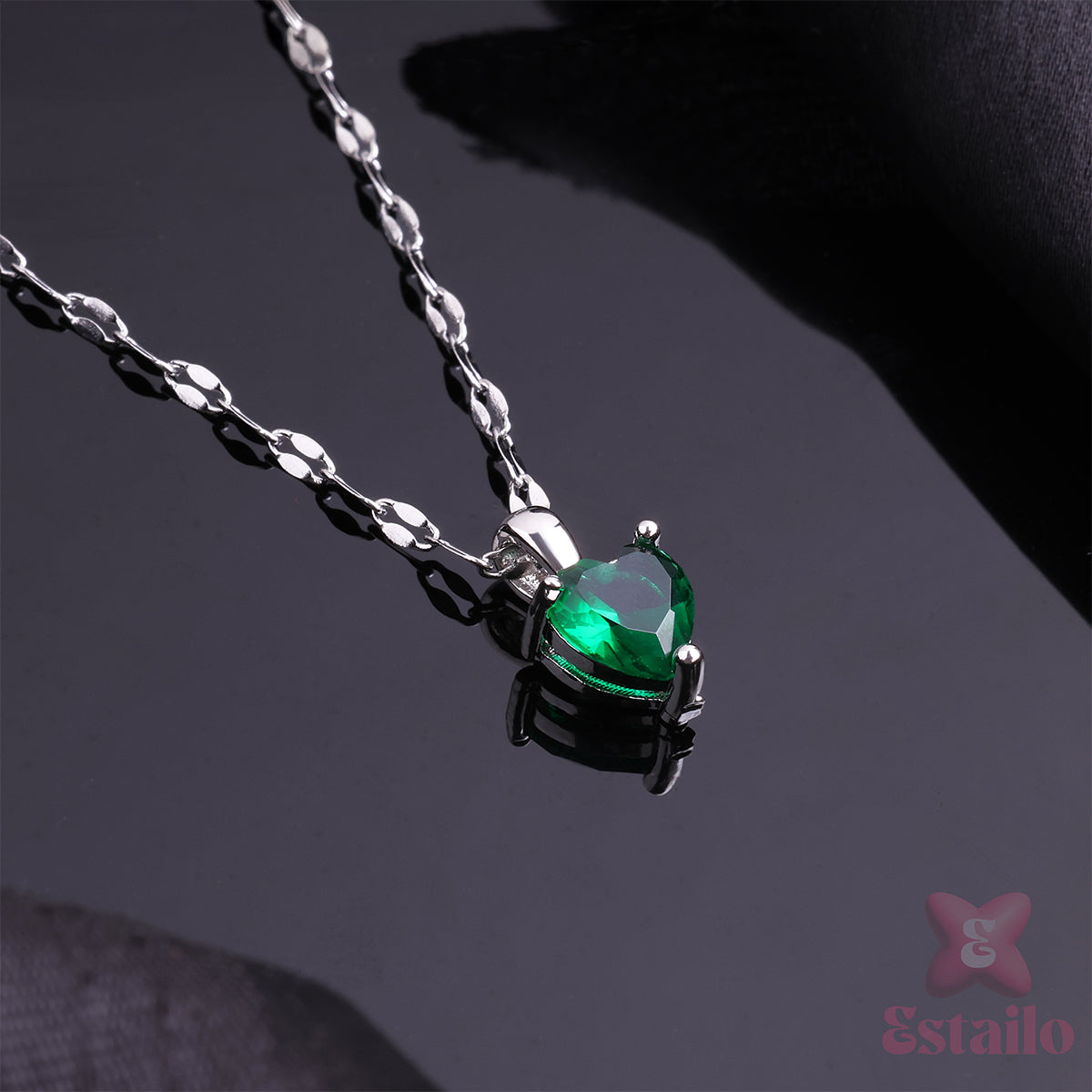 Emerald Heart Pendant Necklace