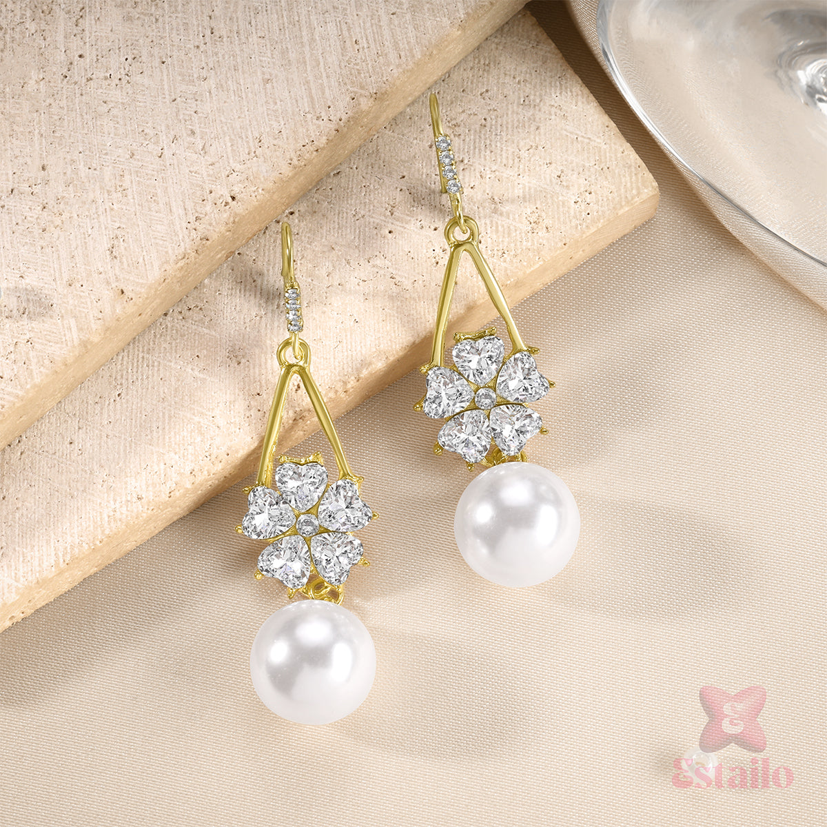 Snowflake Sparkler Pearl Earrings