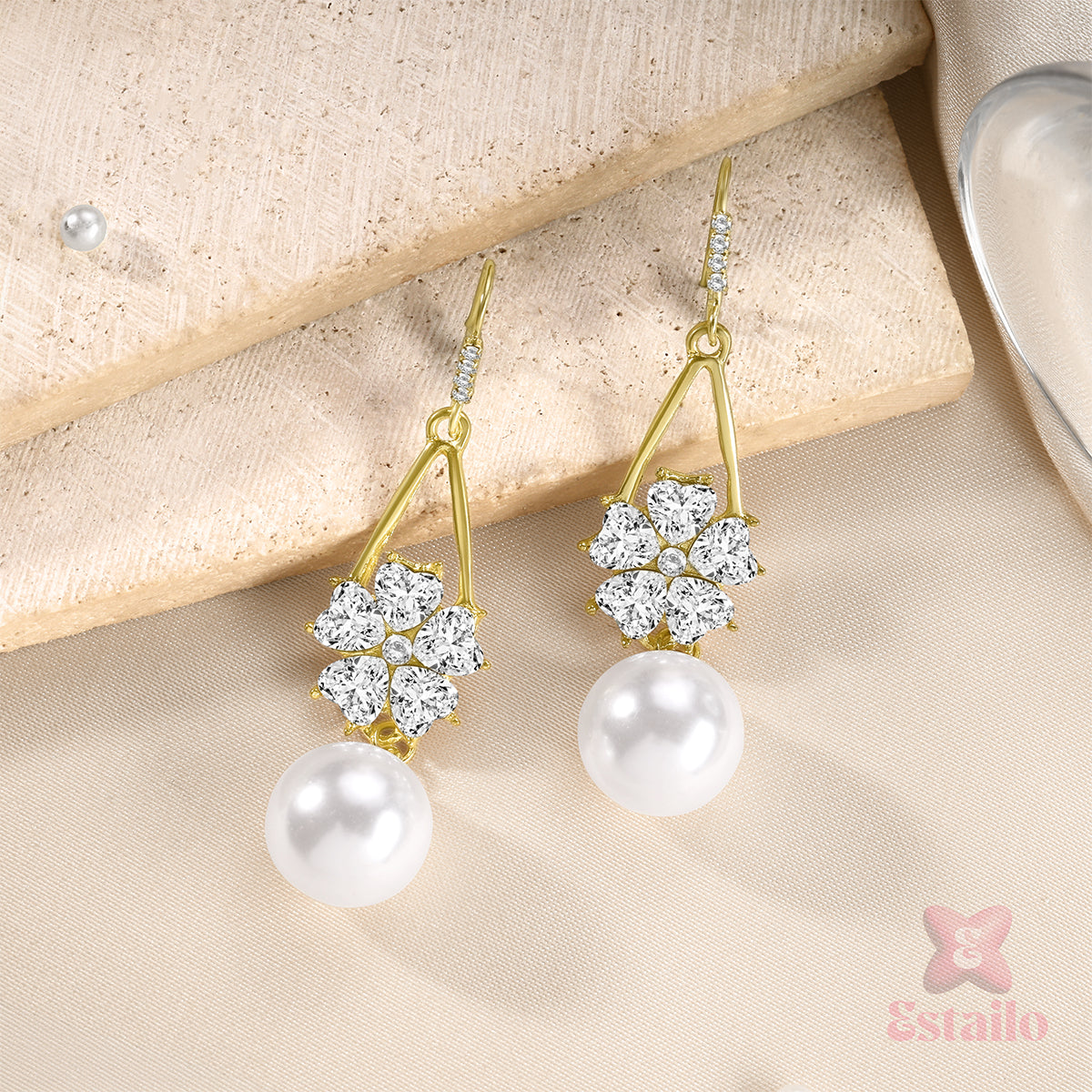 Snowflake Sparkler Pearl Earrings