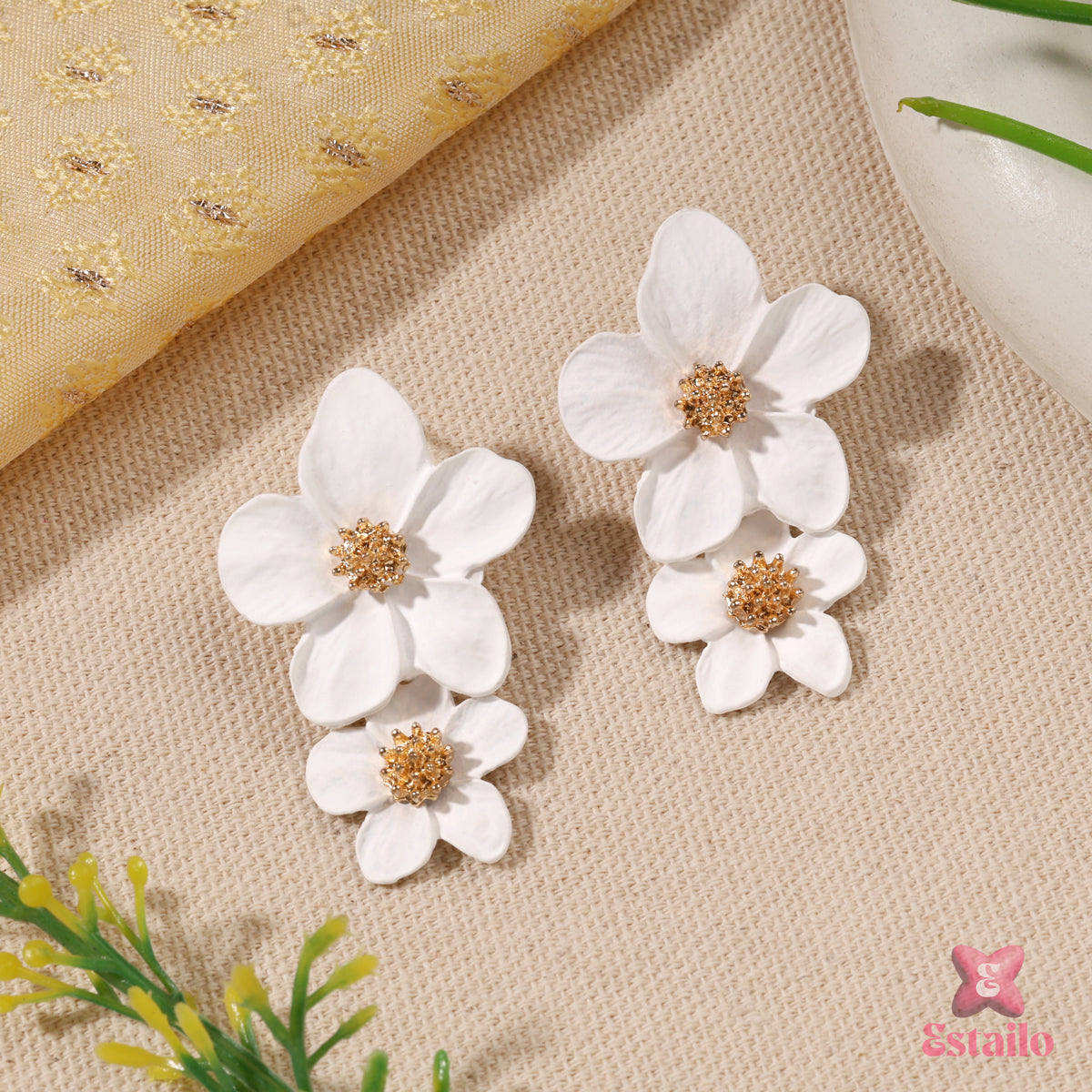 White Petal Earrings