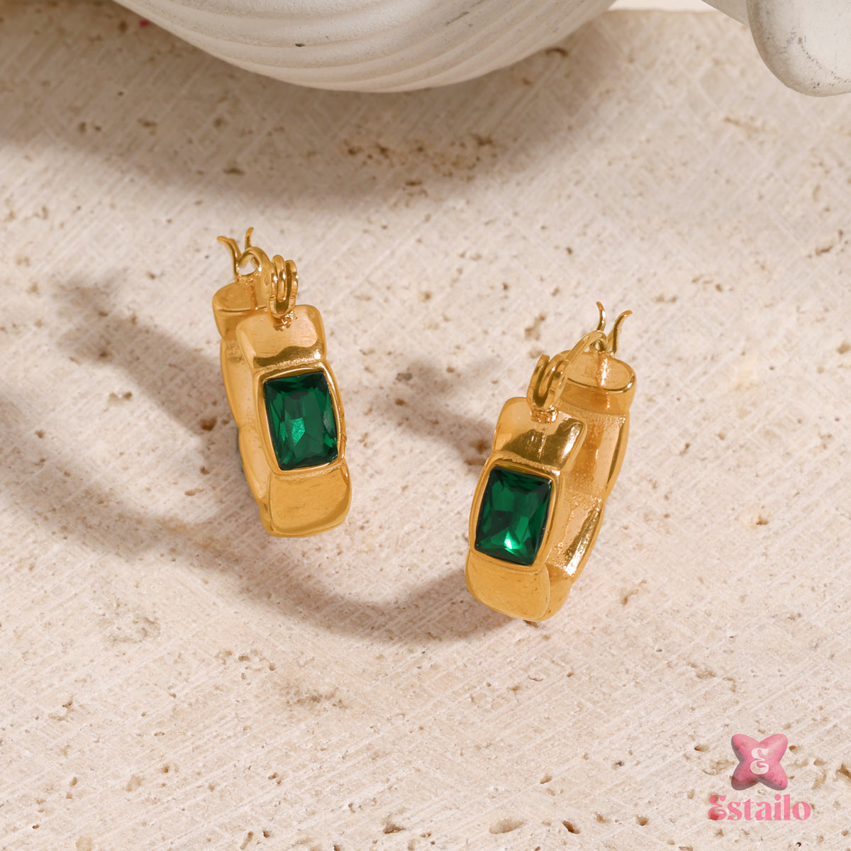 Emerald Elegance Hoops Earrings
