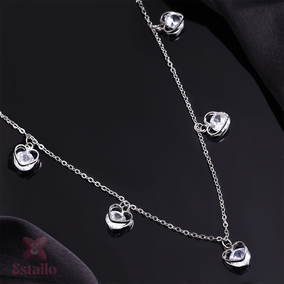 Sparkling Silver Heart Necklace