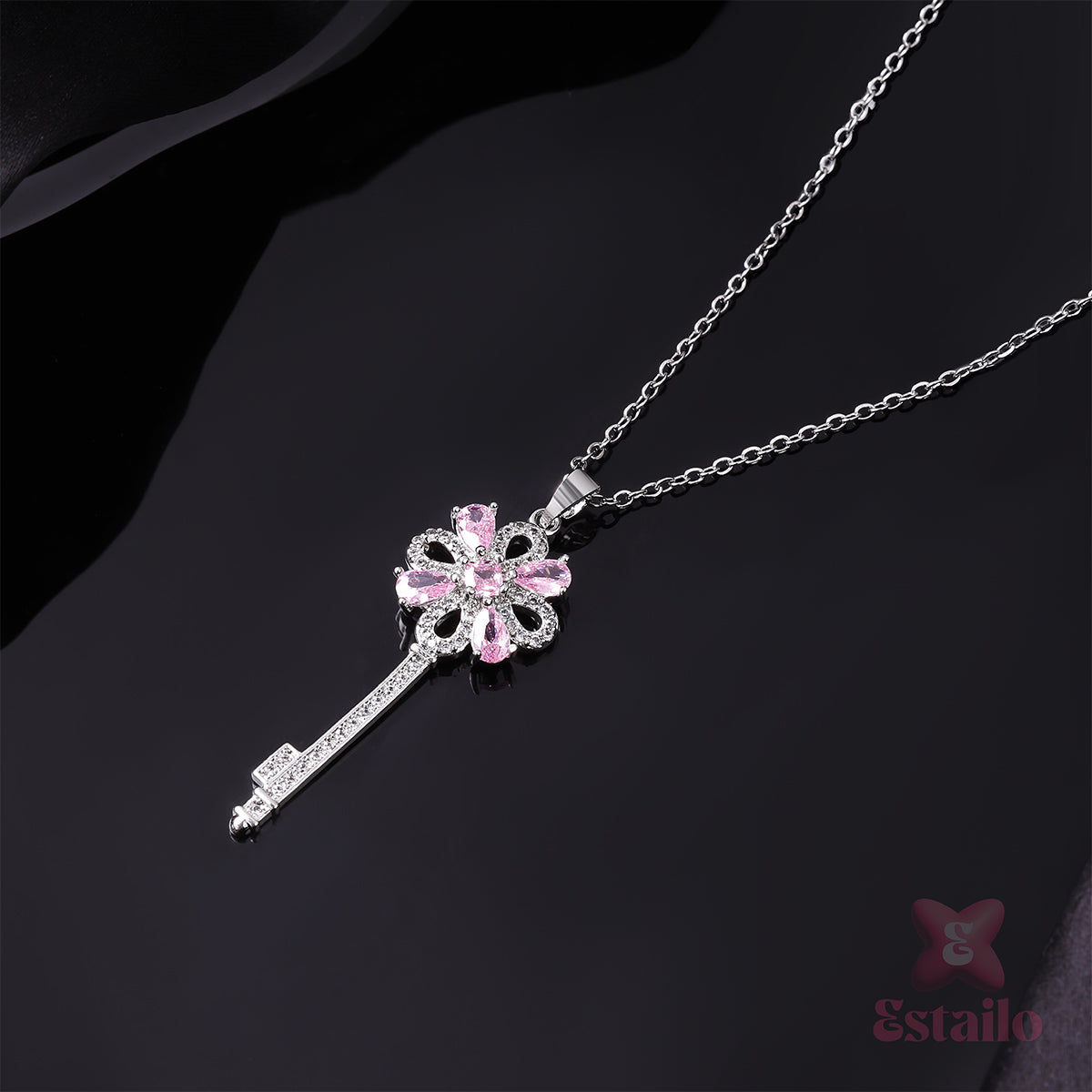 Sakura Sparkle Key Necklace