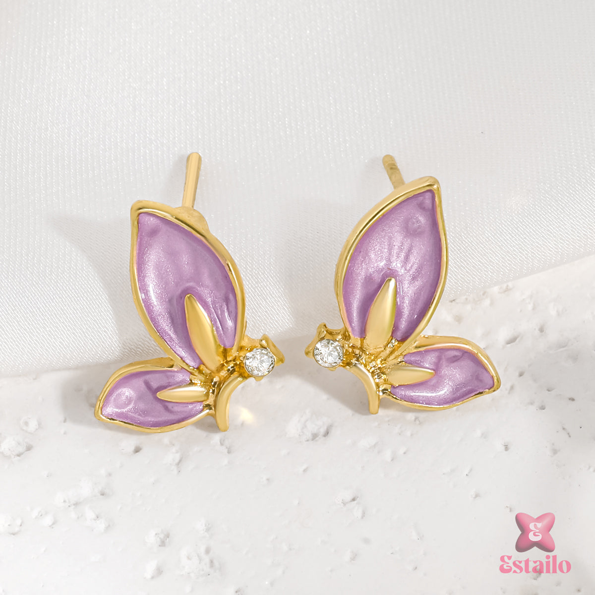 Lavender Flutter Studs Earrings