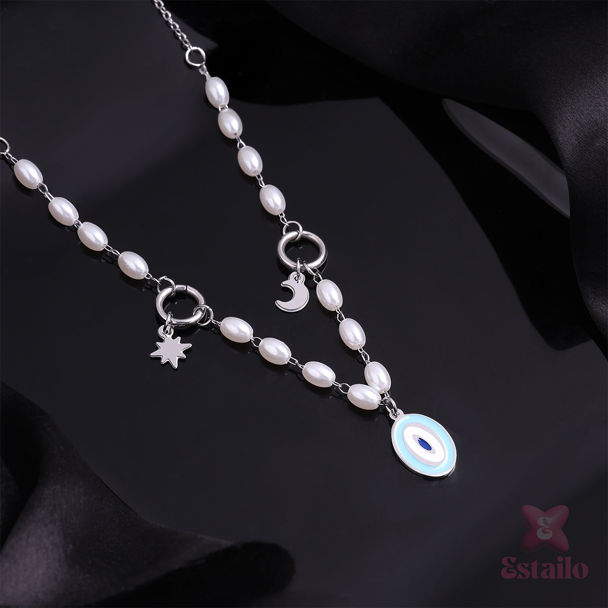 Celestial Pearl Evil Eye Necklace
