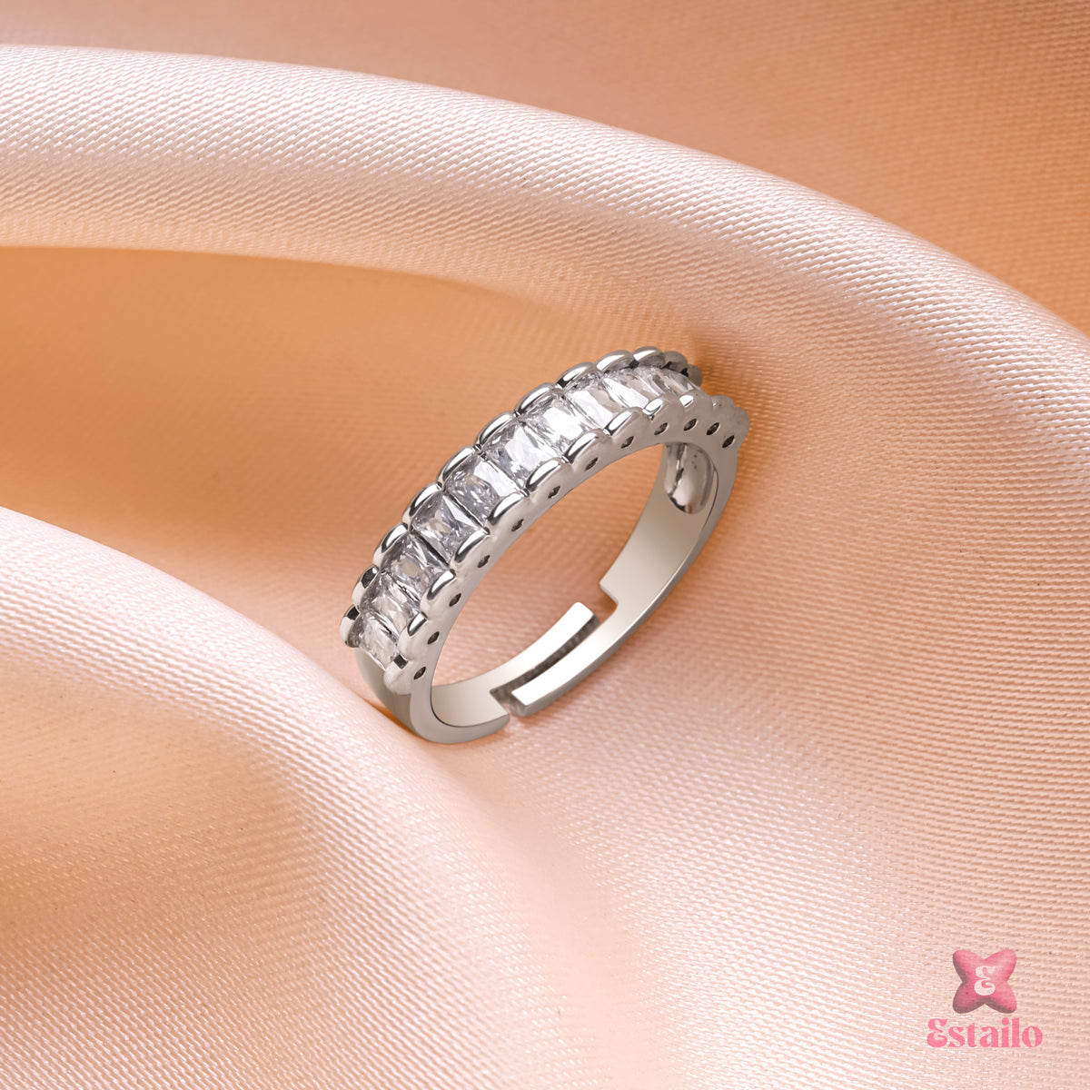 Silver Prism Geometric Ring