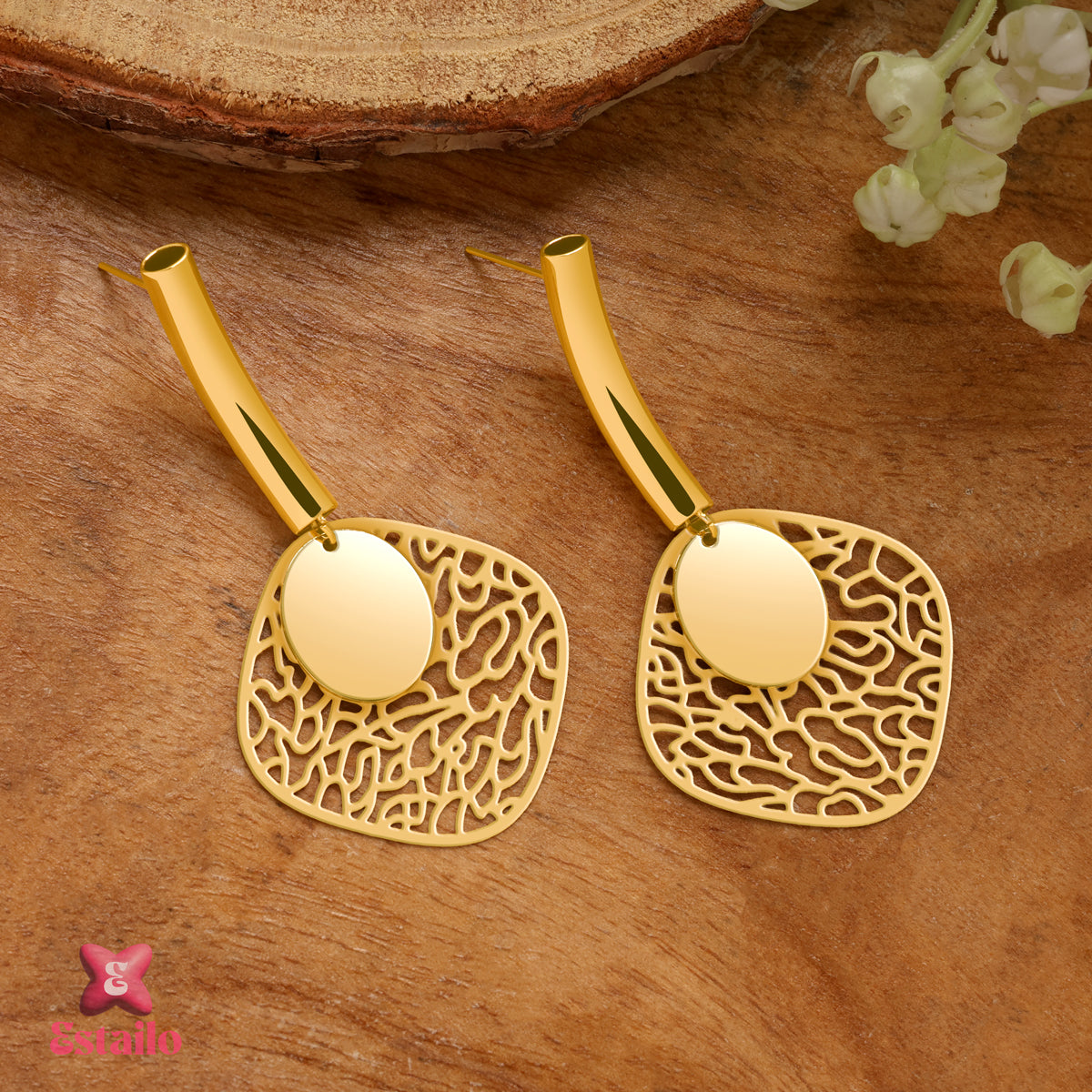 Golden Filigree Drops Earrings
