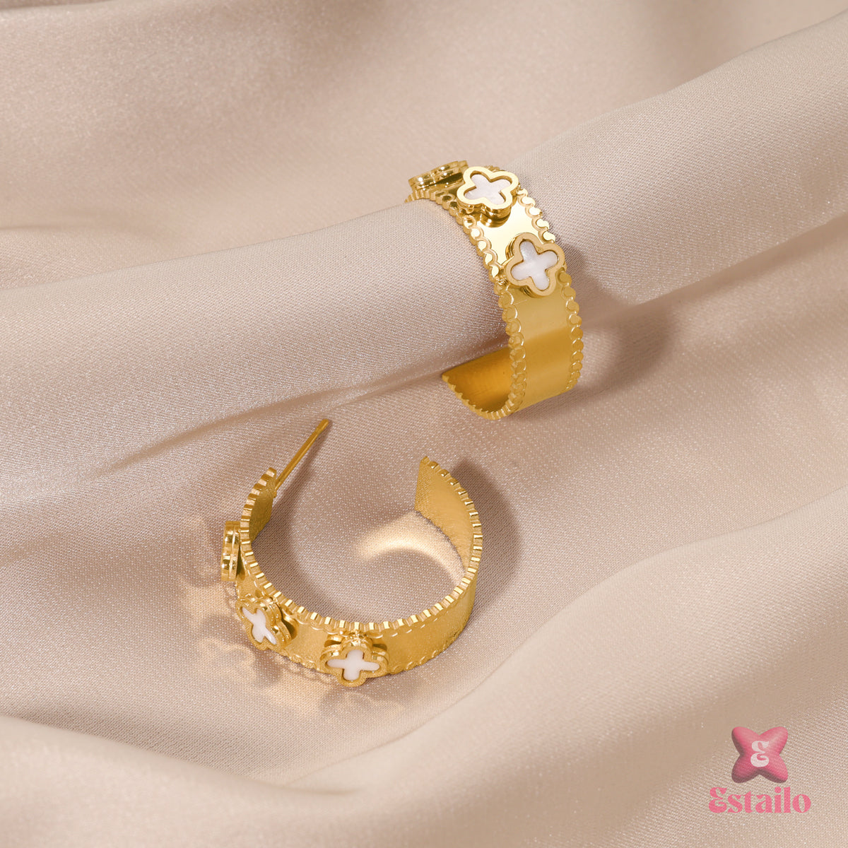 Golden Charm Hoops Earrings