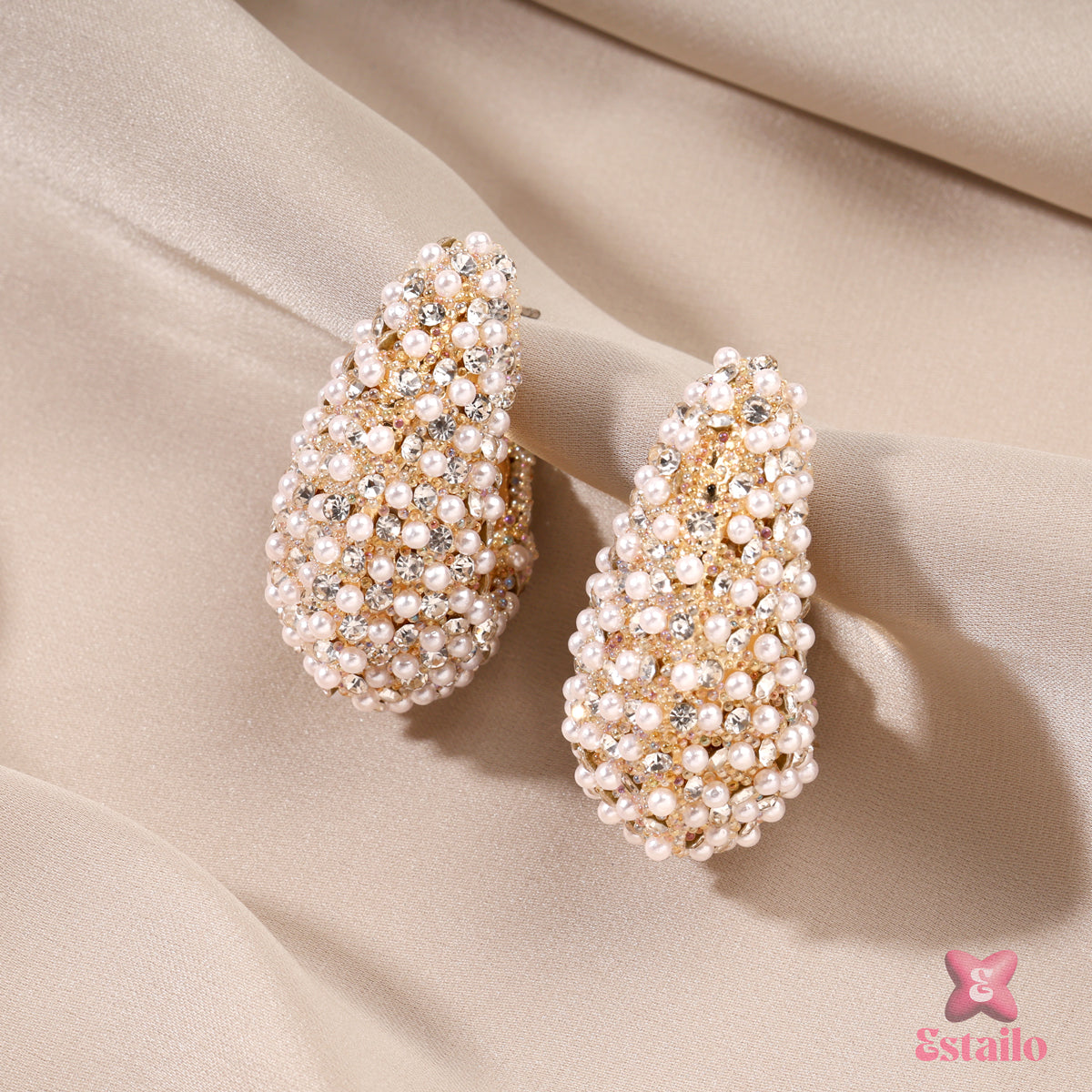 Shimmering Pearl Crescents Earrings
