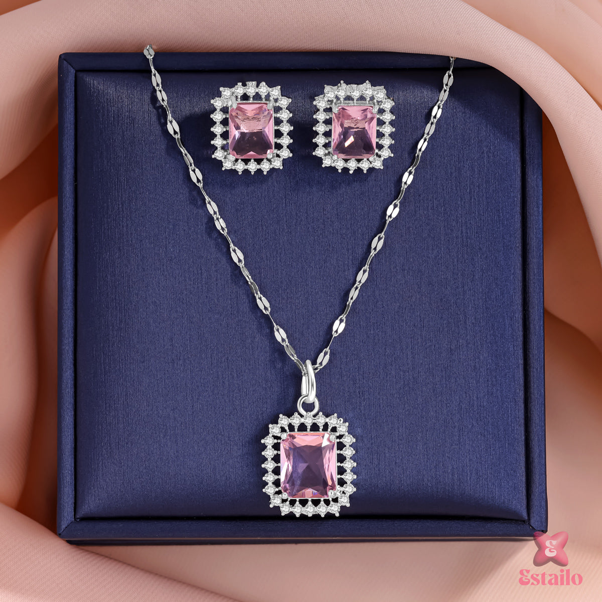 Pink Sapphire Necklace Set