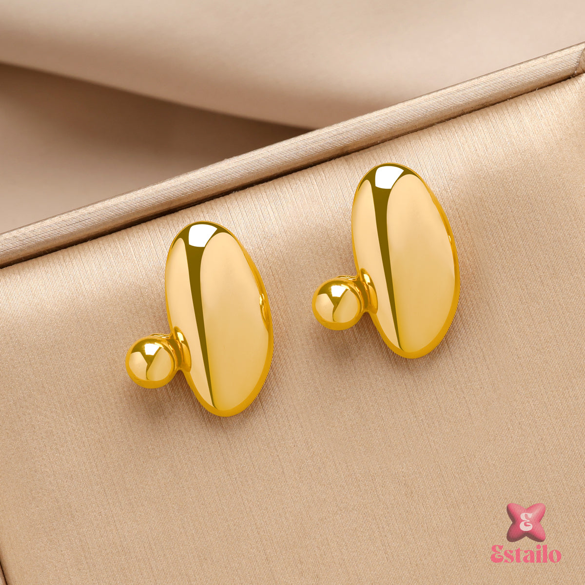 Golden Pebble Studs Earrings