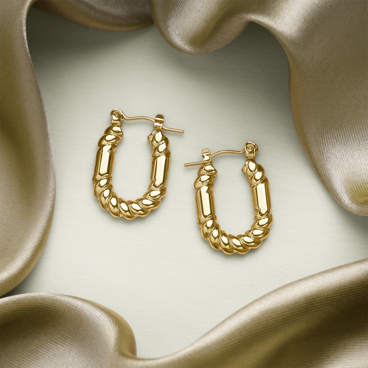Golden Twist Hoops Earrings
