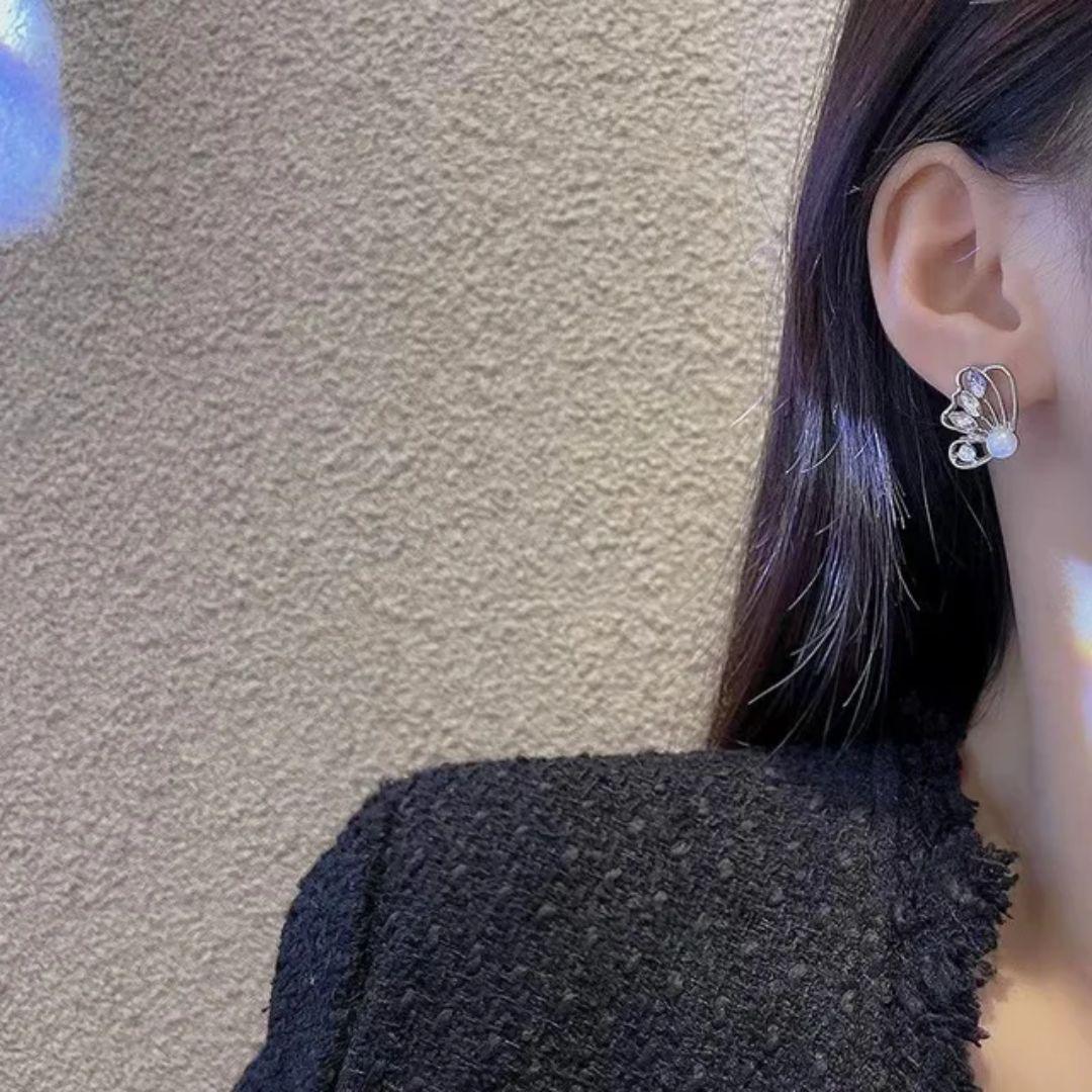 Golden Flame Butterfly Earring