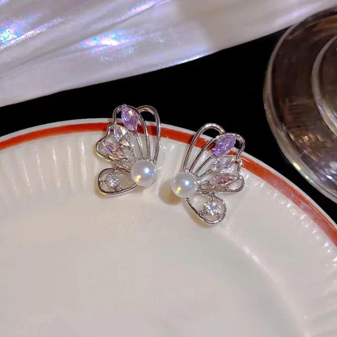 Golden Flame Butterfly Earring