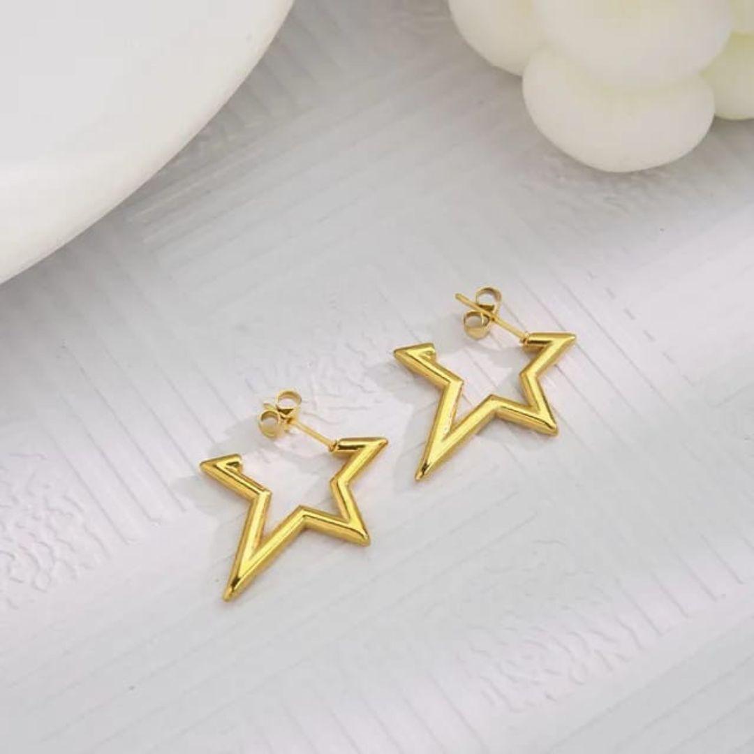 Star Gold Hoop Earrings