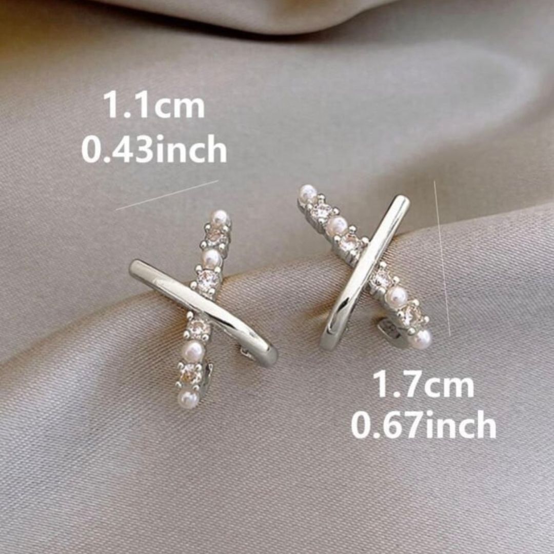 Criss-Cross Pearl Studs Earring