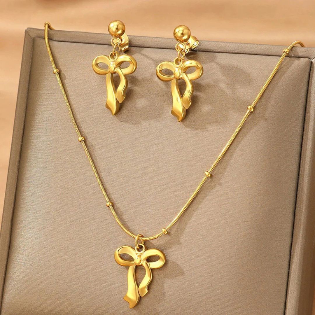 Dainty Bow Duo Neckpiece Combo