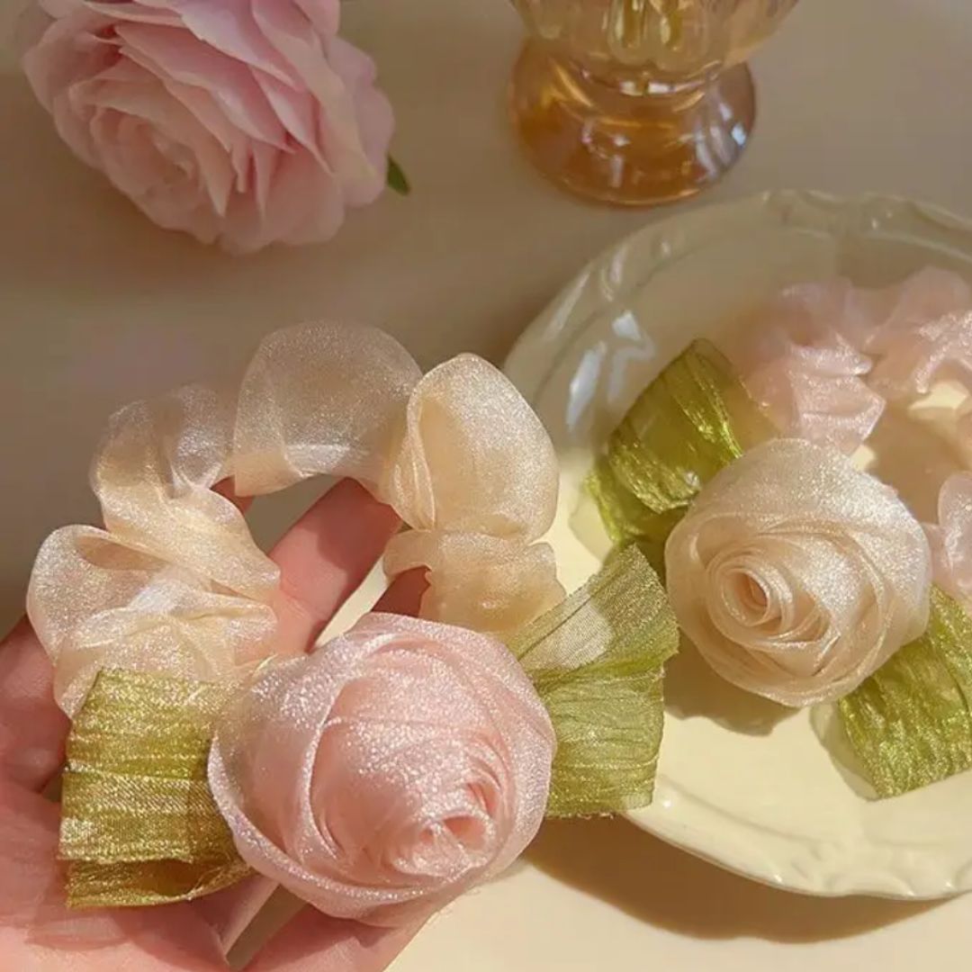 Rosy Organza Scrunchie (pack of 1)