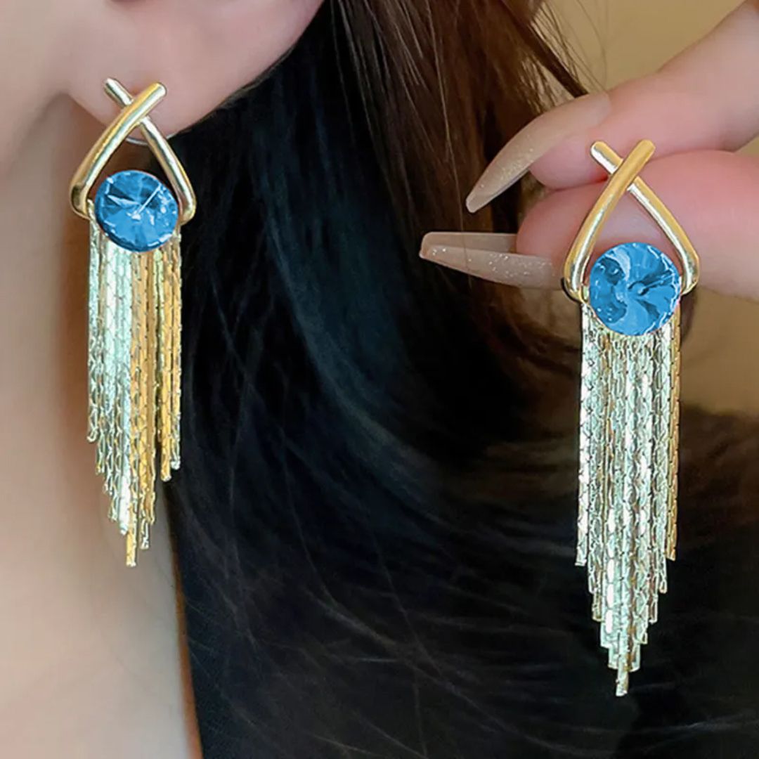 Azure Tassel Drops Earrings