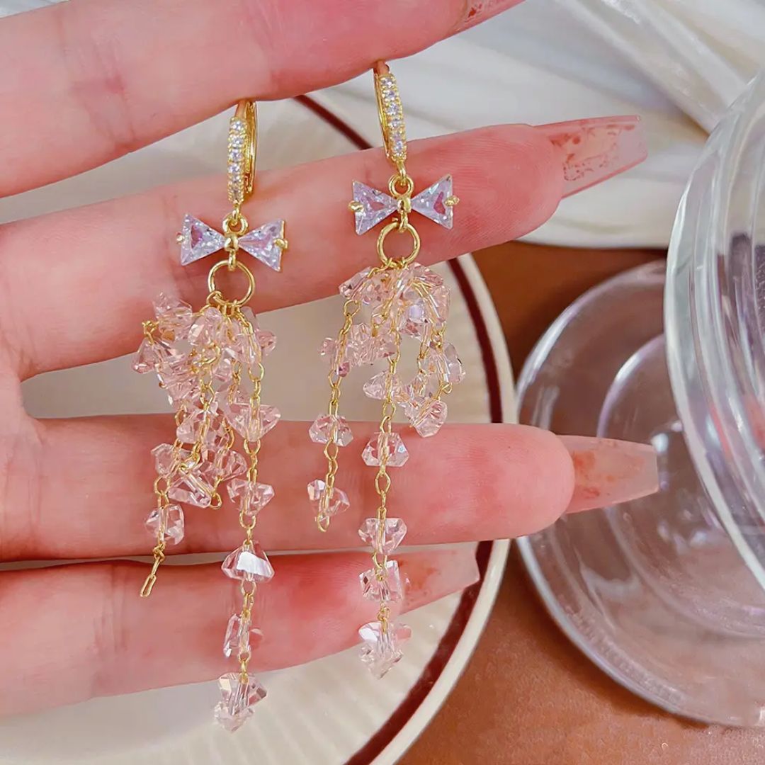 Blushing Crystal Bows Earrings