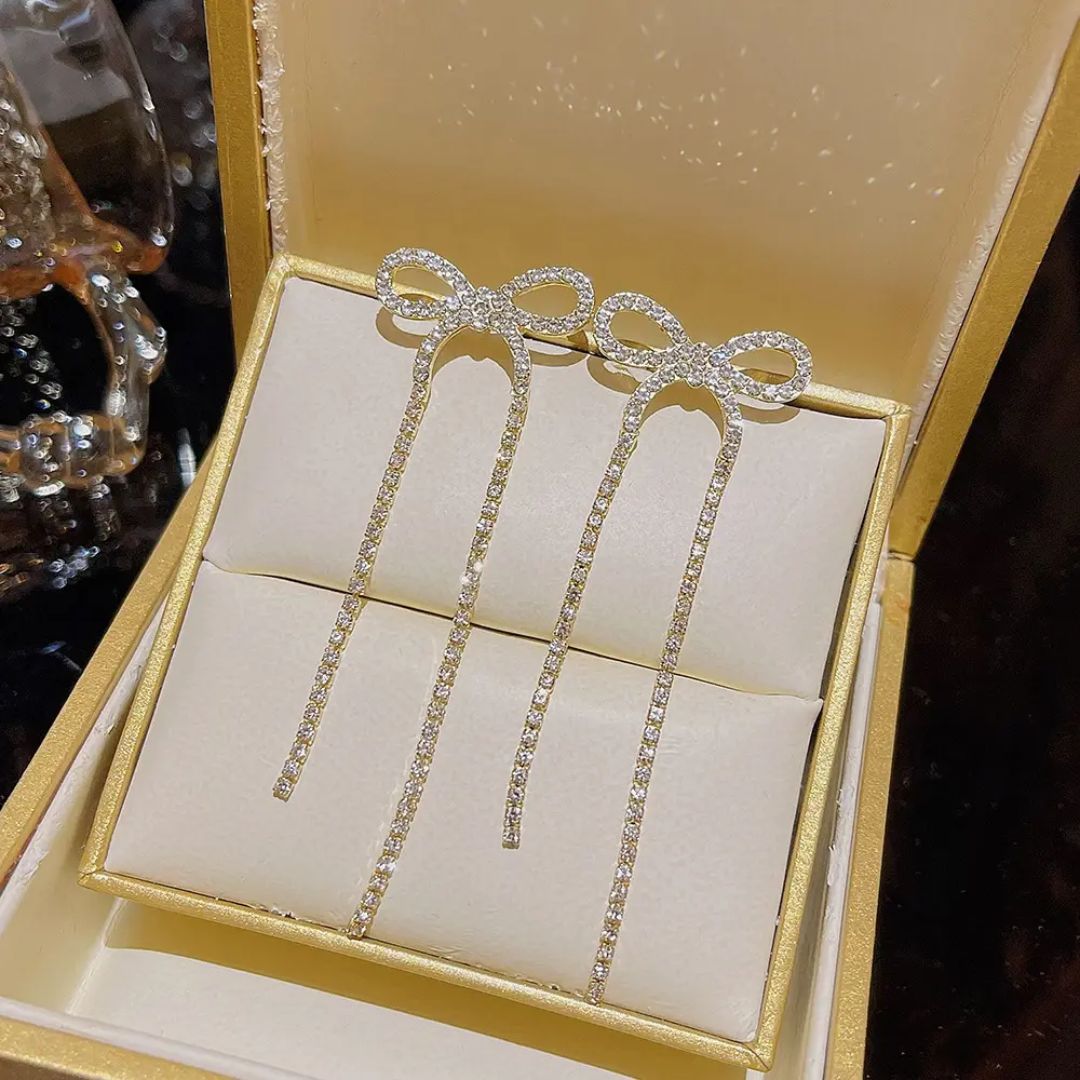 Crystal Bow Dangle Earrings