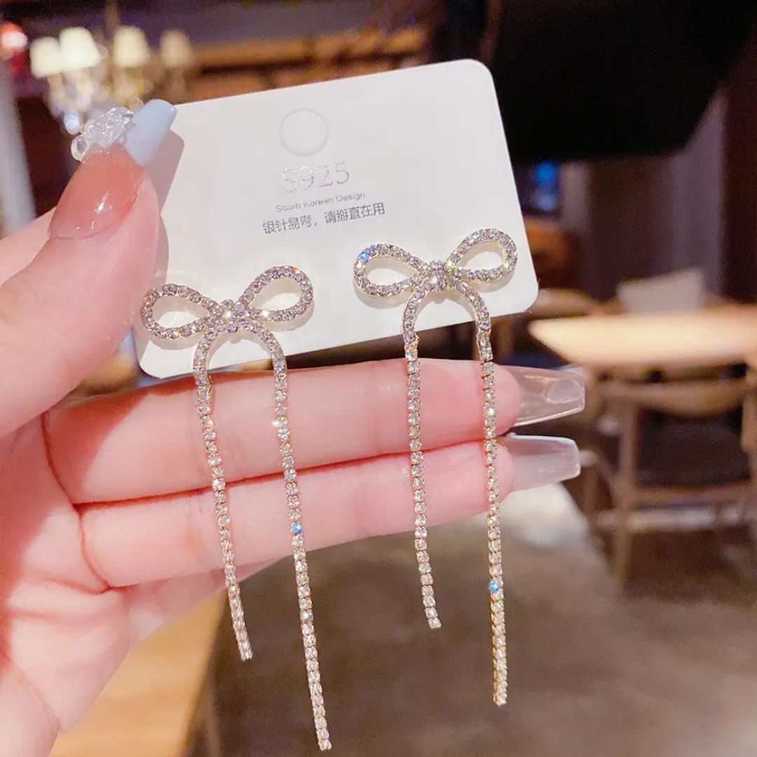 Crystal Bow Dangle Earrings
