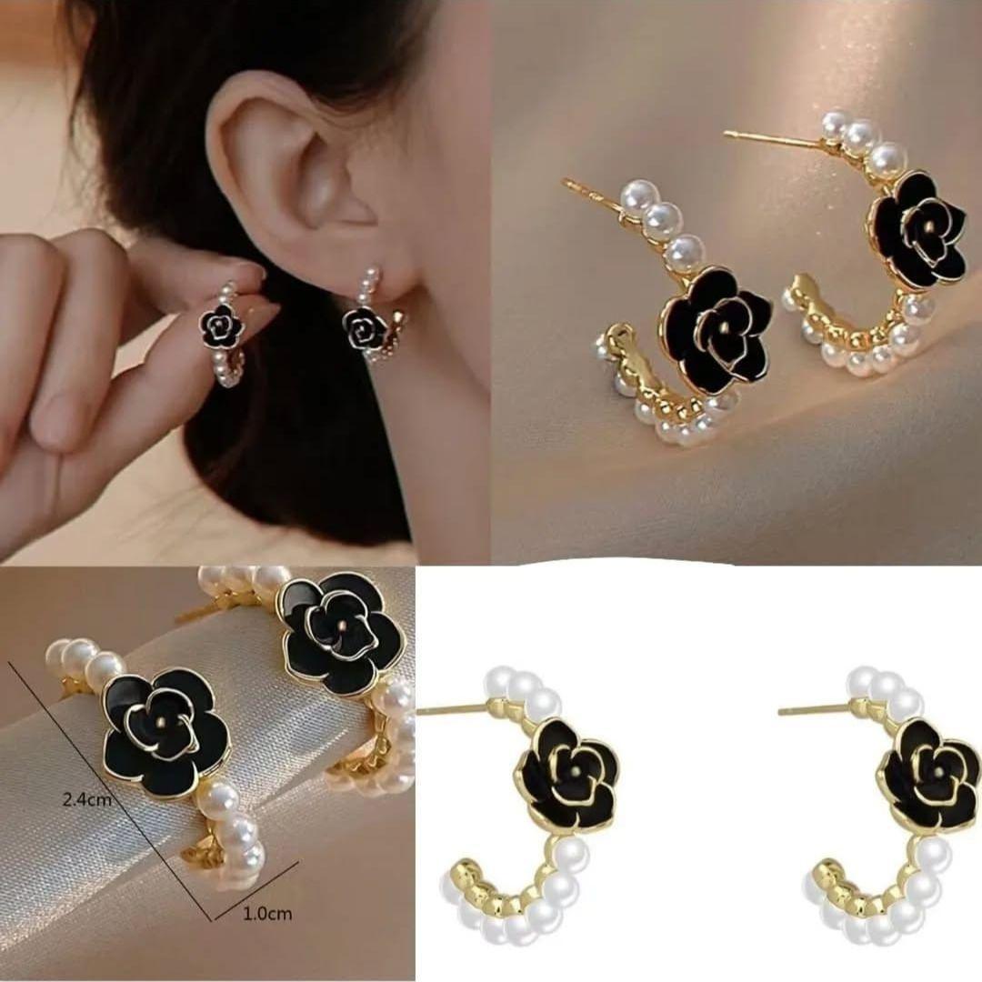 Pearl Daisy Hoops Earring