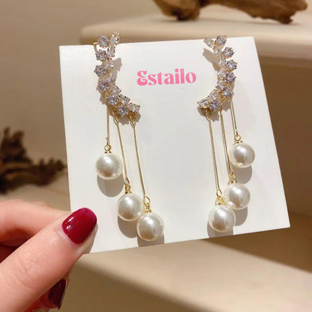 Perky Pearl Climbers Earrings