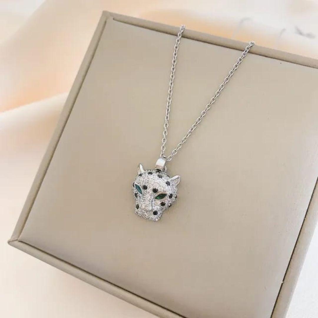 Silver Panther Pendant Necklace