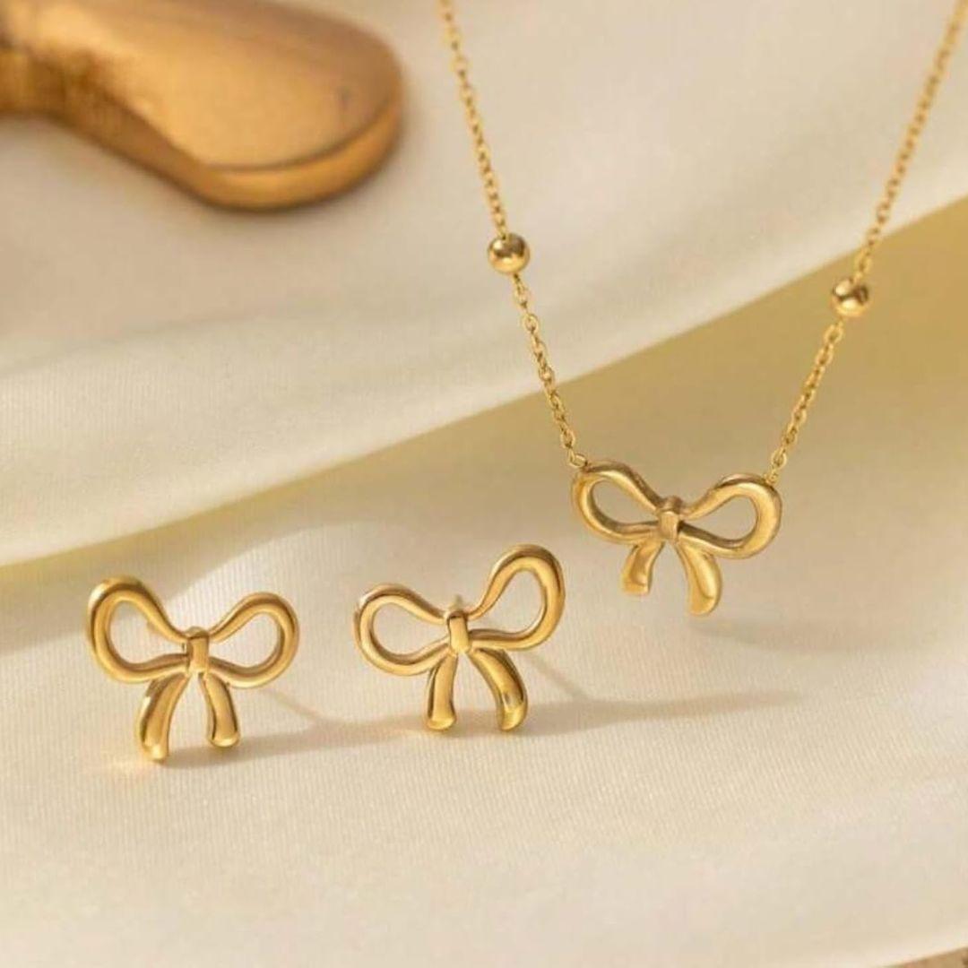 Combo of Bow Earrings and Neckpiece