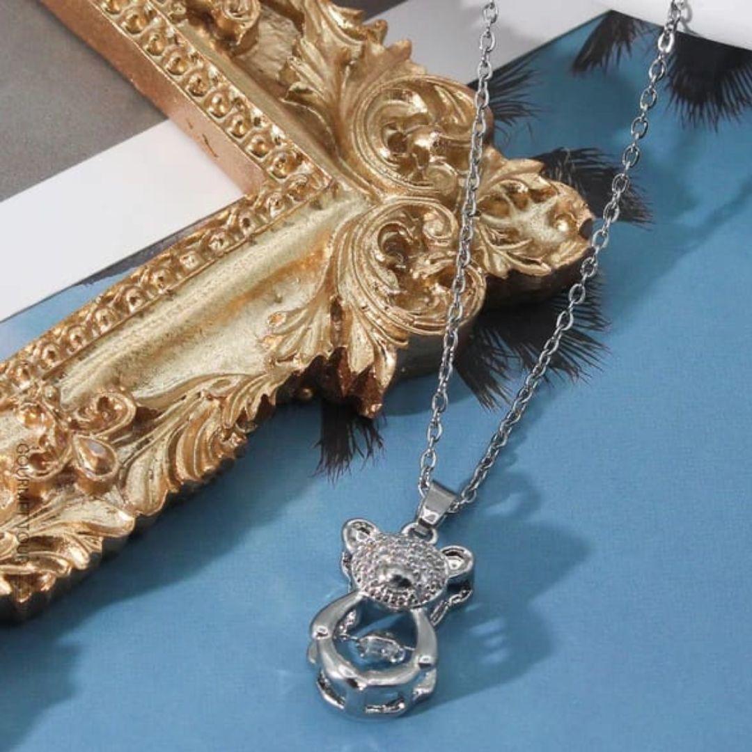 Cute Teddy Silver Neckpiece
