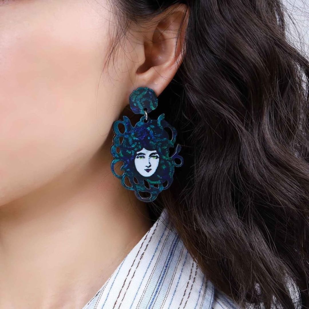 Resin Medusa Drop Earrings